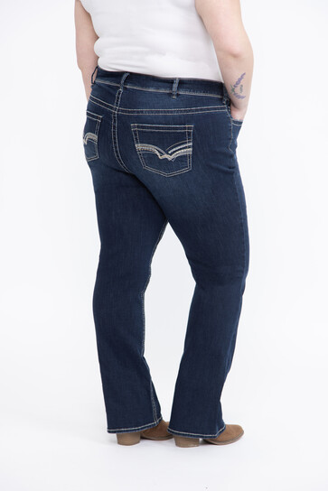 Women's Plus Dark Wash Contrast Thick Stitched Baby Boot Women's Plus Dark Wash Contrast Thick Stitched Baby Boot