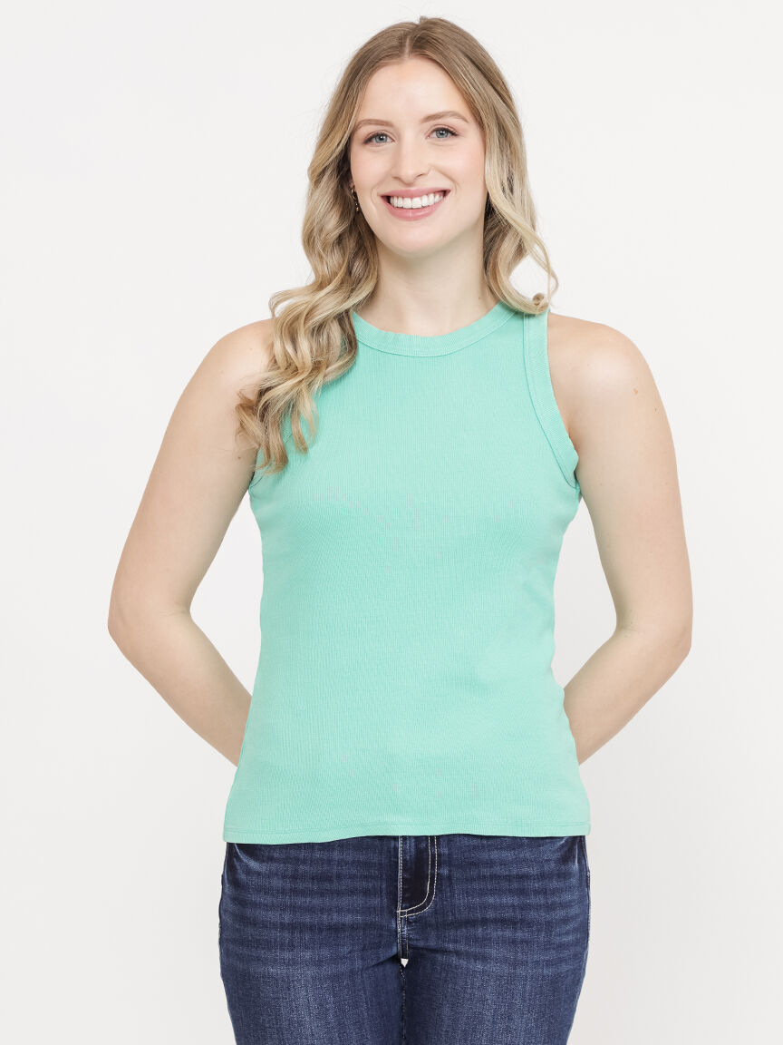 Women's Washed Rib Crew Neck Tank