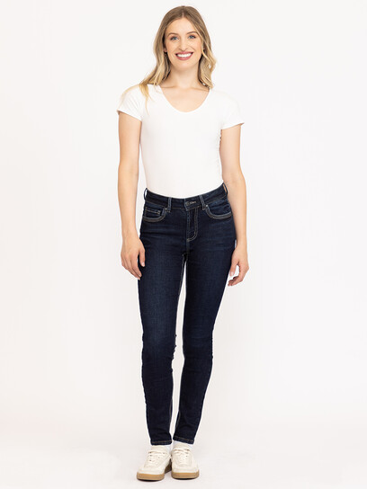 Women's Dark Wash Thick Stitch Skinny Jeans Women's Dark Wash Thick Stitch Skinny Jeans