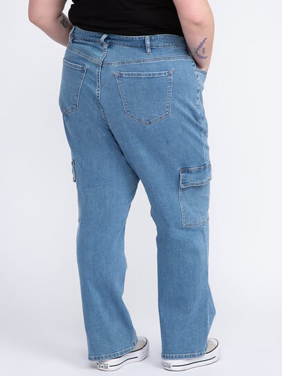 Women's Plus High Rise 90's Loose Cargo Jeans