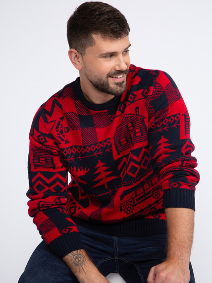 Men's Red Buffalo Sweater Image 3
