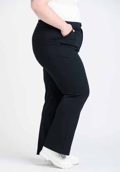 Women's Plus High Rise Black Crepe Knit Wide Leg Pant Image 4