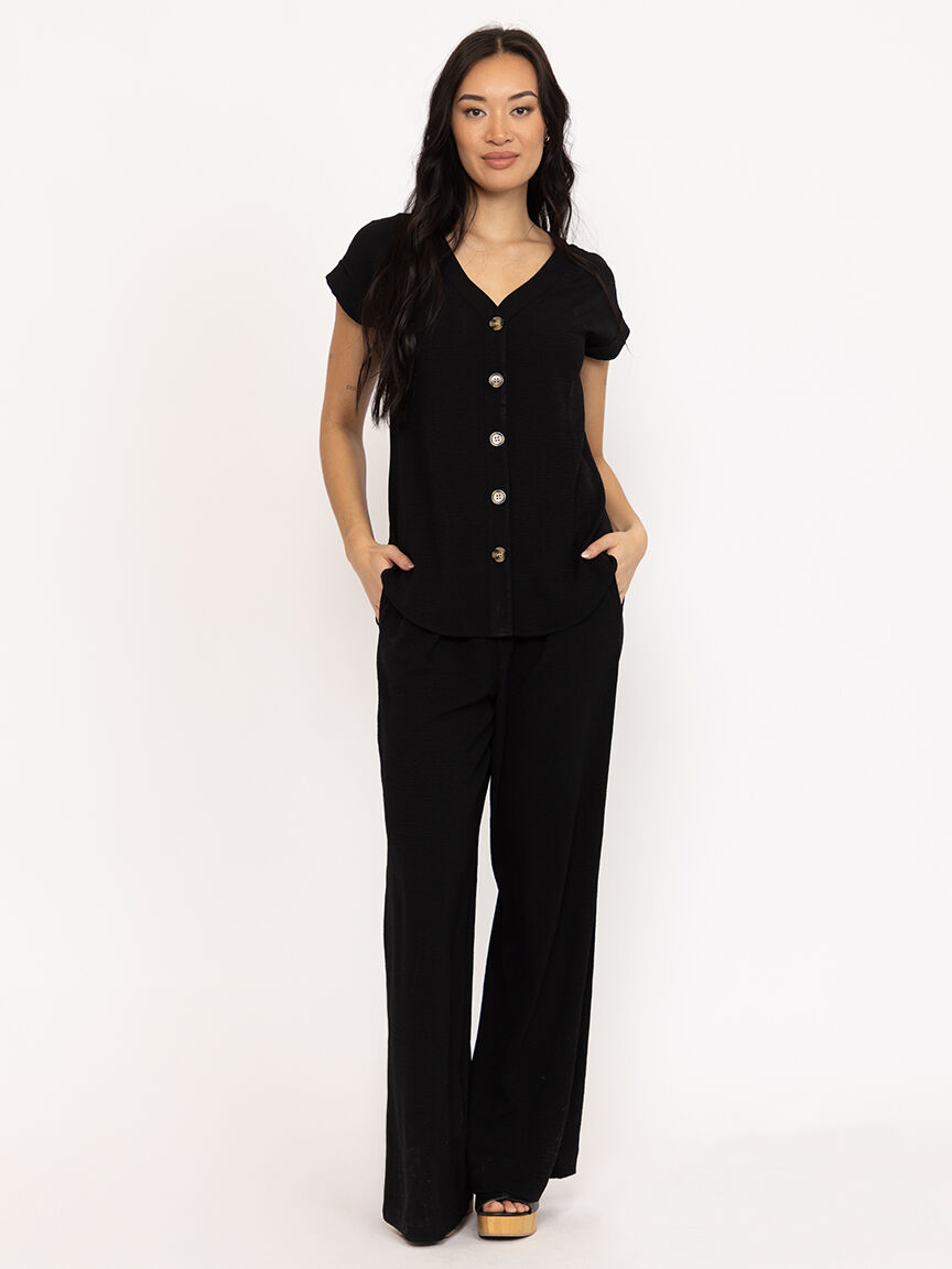 Women's Crinkle Pull-on Wide Leg Pant