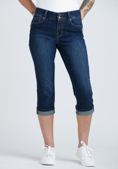 Women's 2 Button Cuffed Jean Capri Women's 2 Button Cuffed Jean Capri Image 1