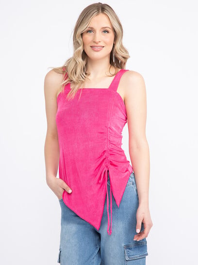 Women's Asymmetric Ruched Front Tank