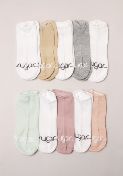 Sugar 10 Packk No Show Pastel Socks Image 2