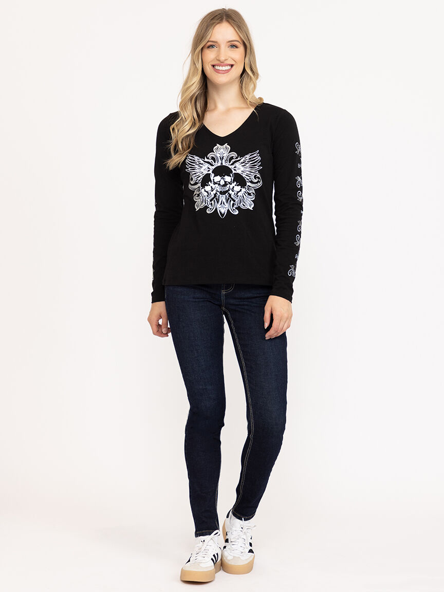 Women's Skull Long Sleeve Tee