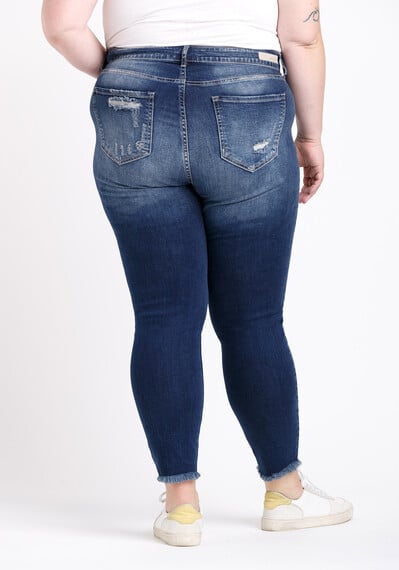 Women's Plus Size High Rise Distress Crop Skinny Jeans Image 2