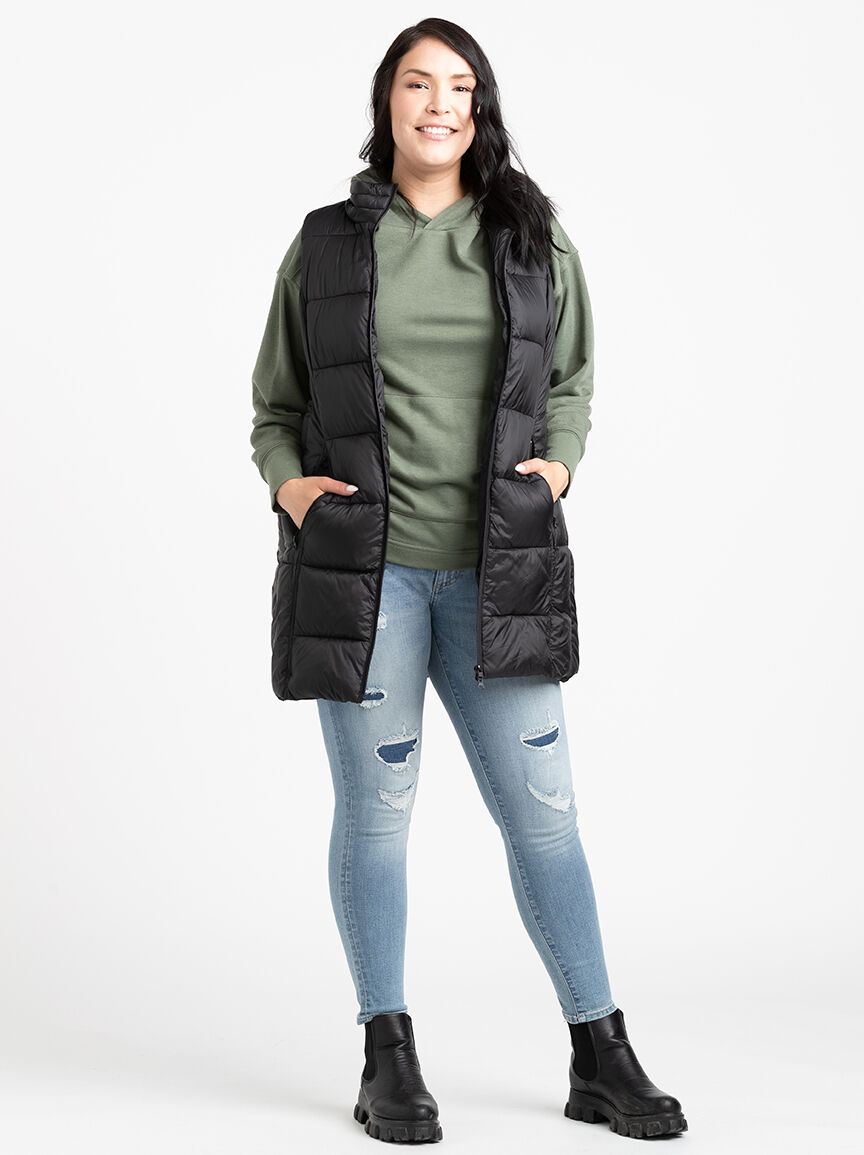 Women's Long Puffer Vest Warehouse One