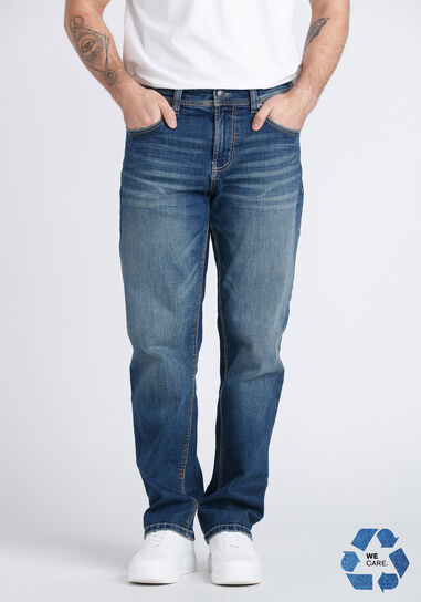 Men's Dark Wash Relaxed Straight Jeans