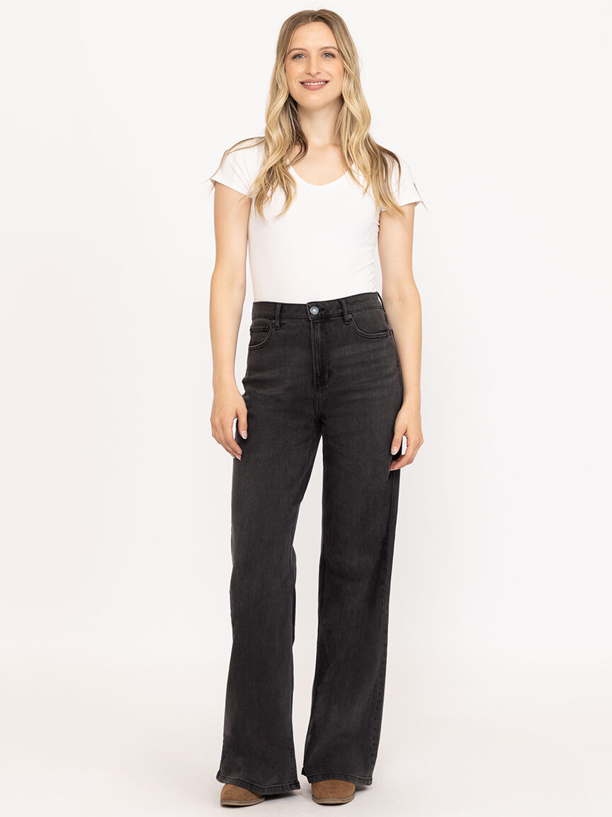 Women's High Rise Black Wide Leg Jeans