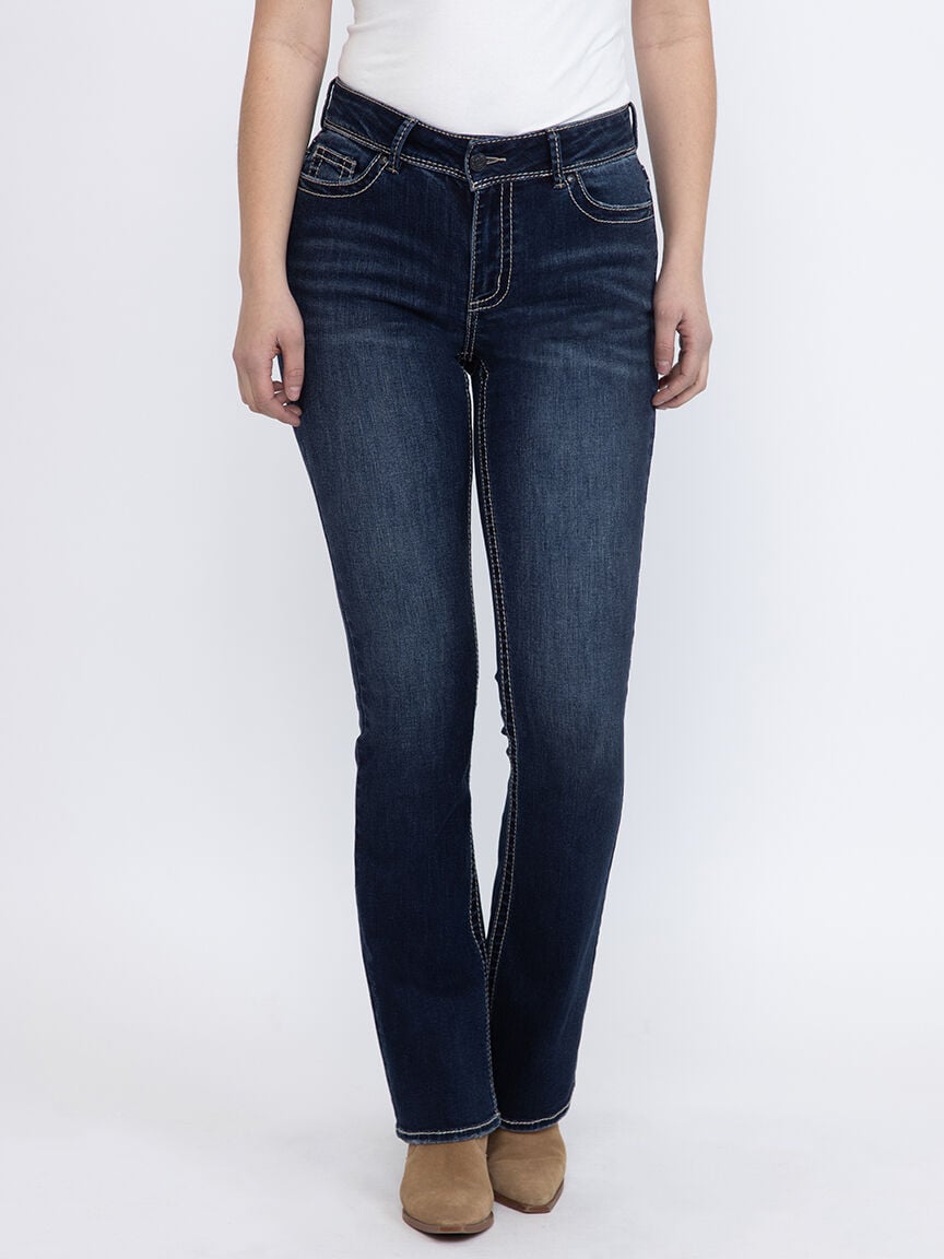 Women's Dark wash Contrast Thick Stitched Baby boot