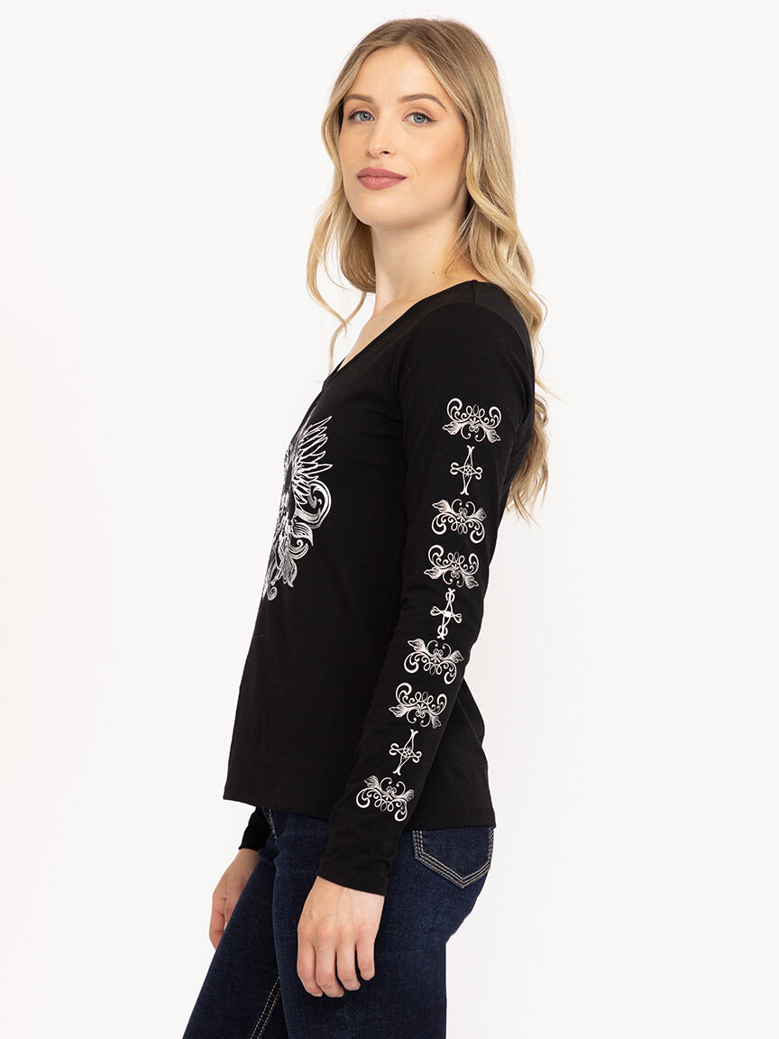 Women's Skull Long Sleeve Tee