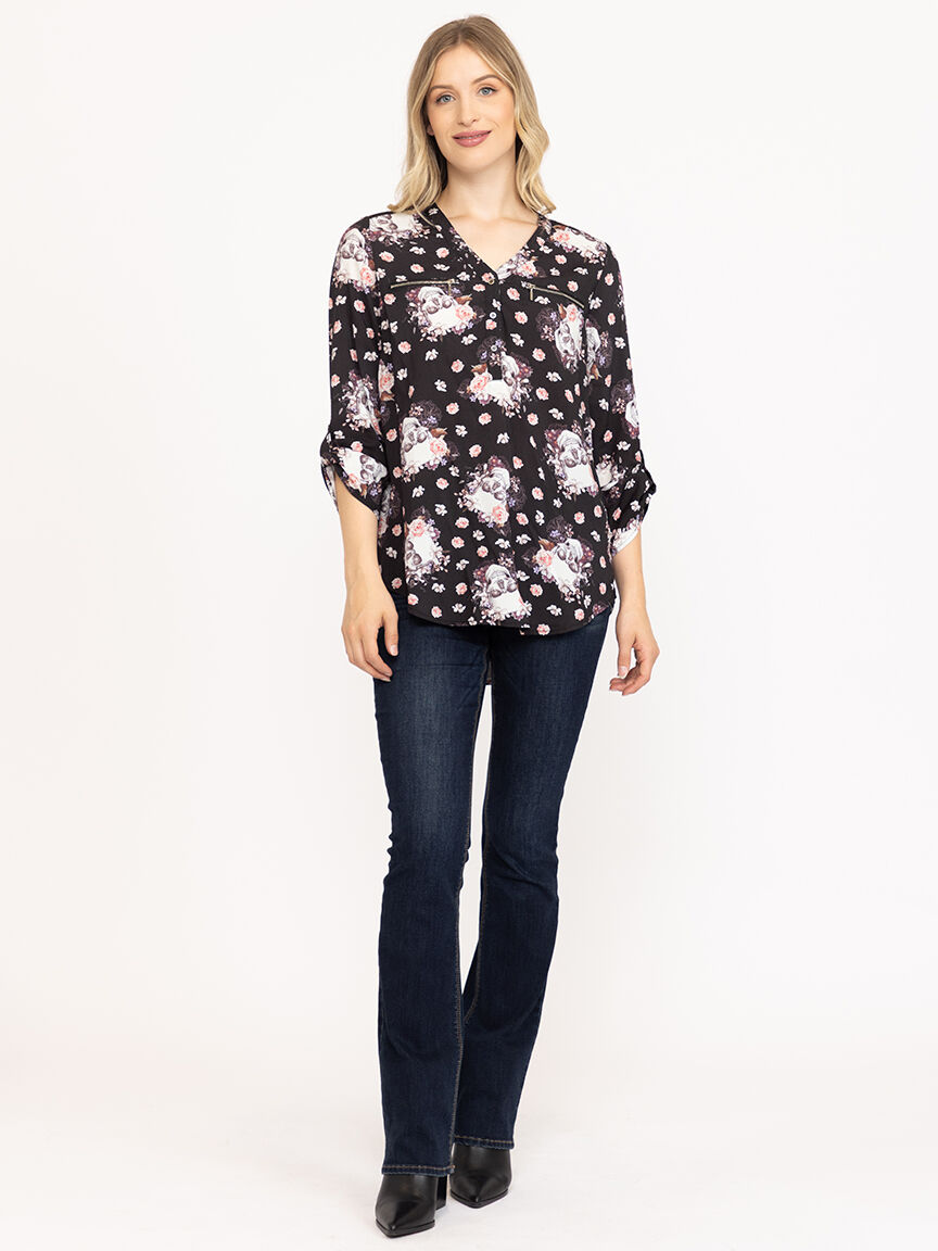 Women's Skull Floral Blouse