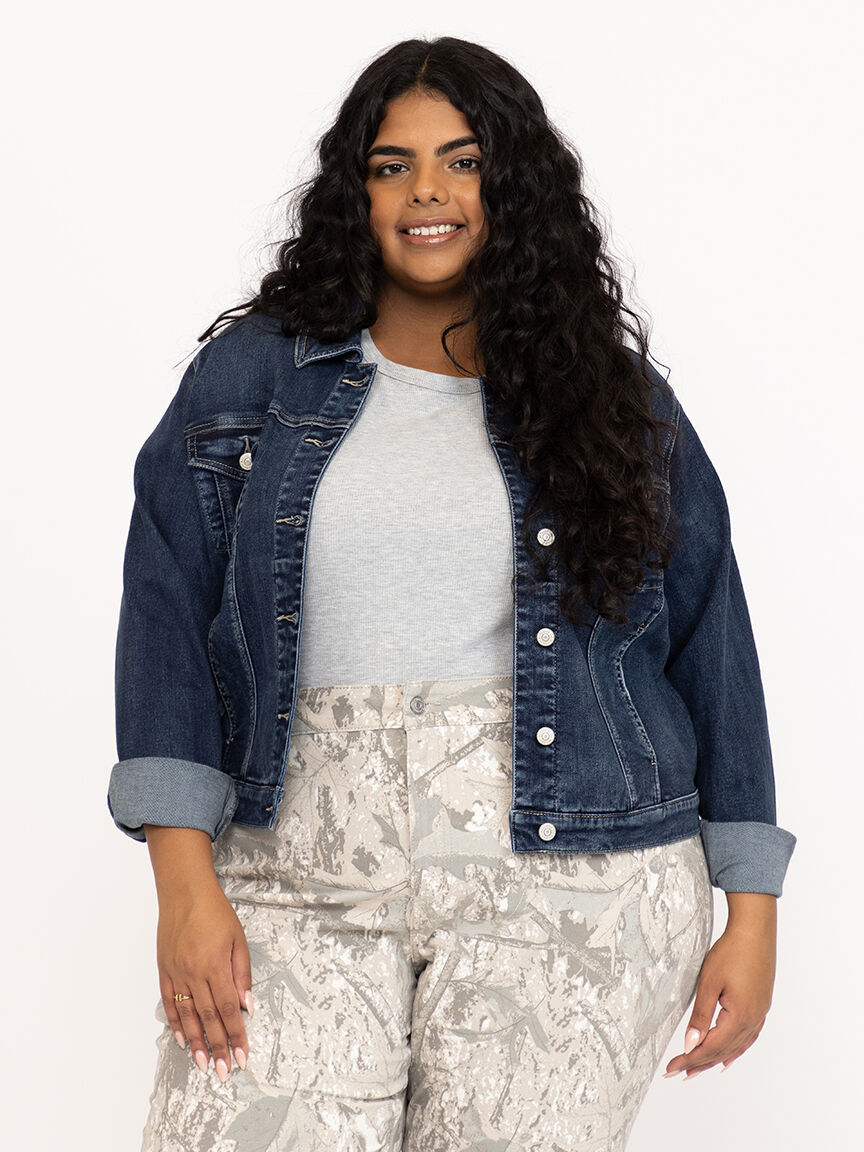 Women's Dark Wash Cropped Denim Jacket
