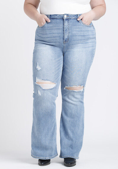 Women's Plus High Rise Destroyed Super Flare Jean Image 1