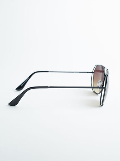 Men's Black Frame Amber Sunglasses