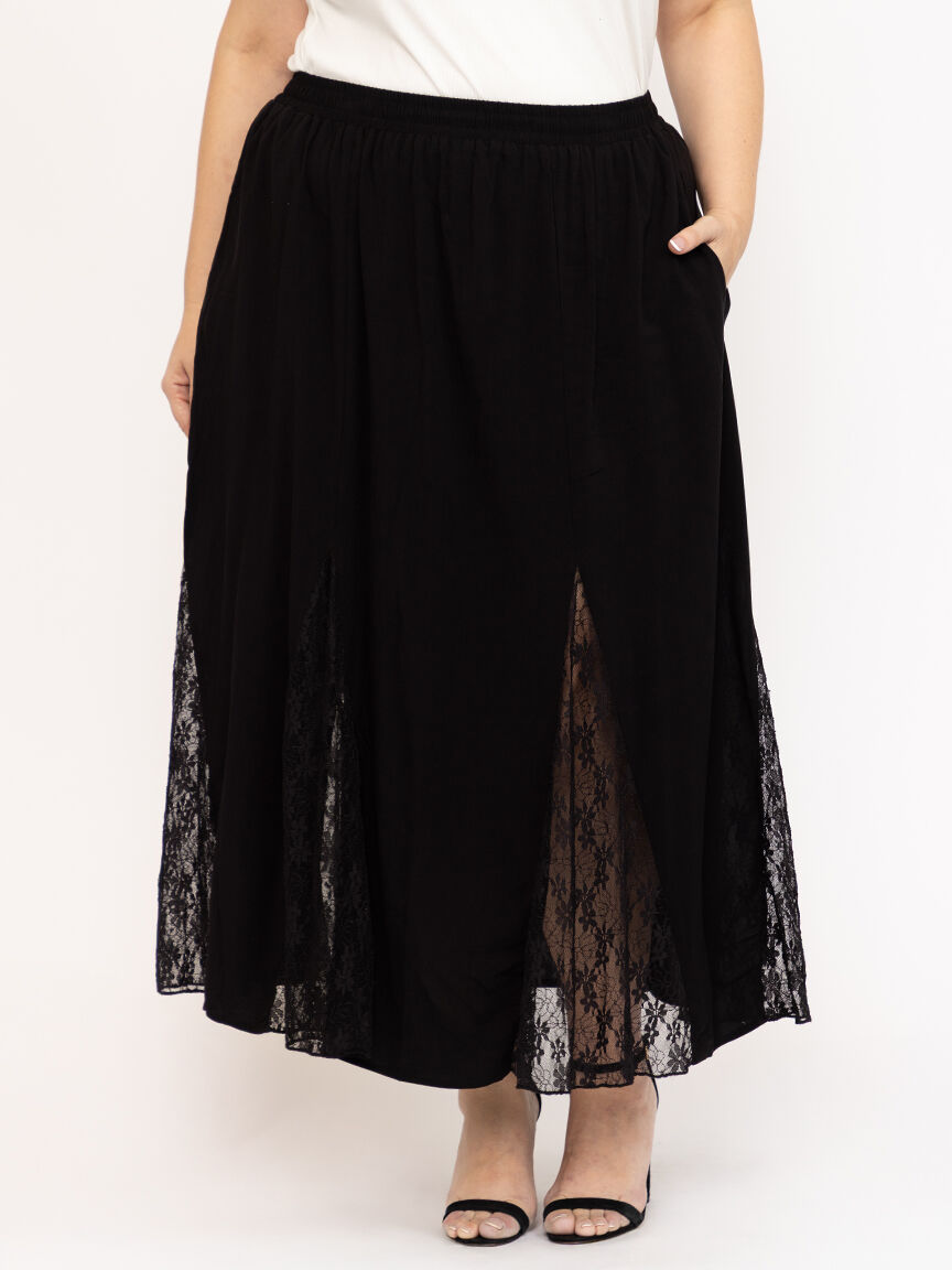 Women's Lace Insert Maxi Skirt