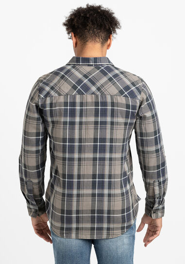 Men's Roll Sleeve Plaid Shirt