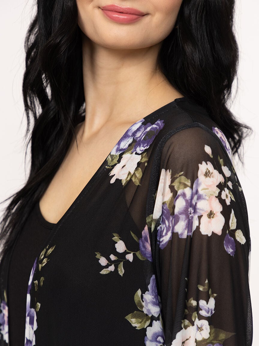 Women's Floral Mesh Cardigan