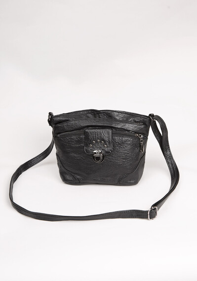 Washed PU Crossbody w Front Buckle Image 3