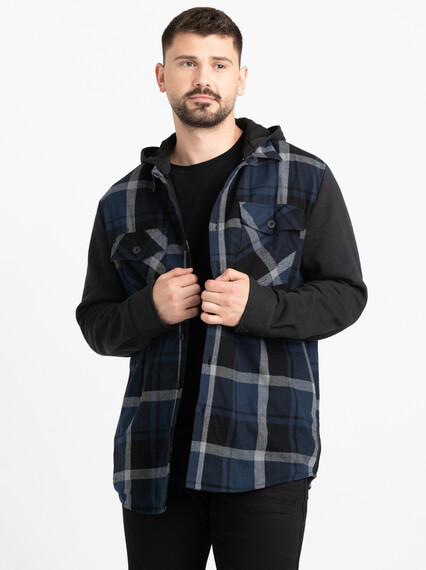 Men's Plaid Flannel Shirt Jacket Image 4