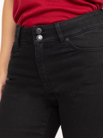 Women's 2 Button Black Baby Boot Jeans Women's 2 Button Black Baby Boot Jeans