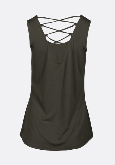 Women's Peace Sign Cage Back Tank Image 5