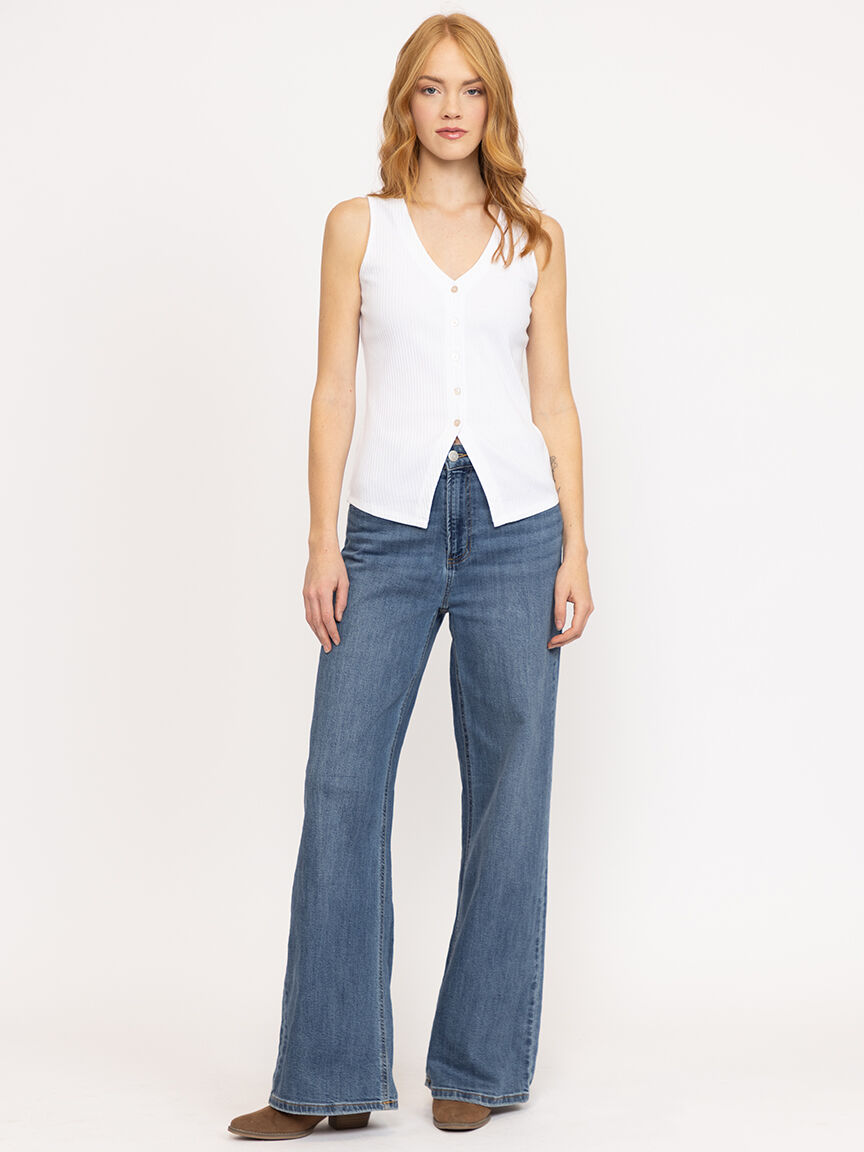 Women's Rib Button Front Tank