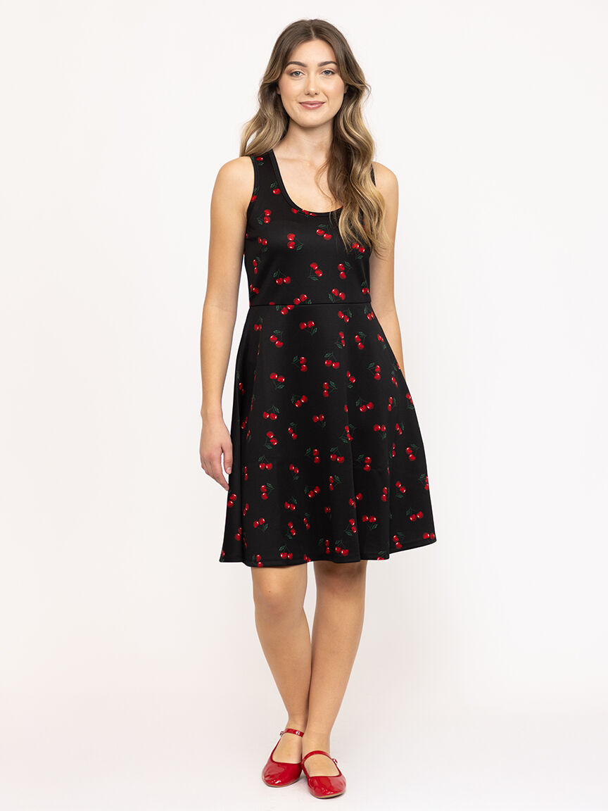 cherry print skater dress Black Cherry Skater Dress