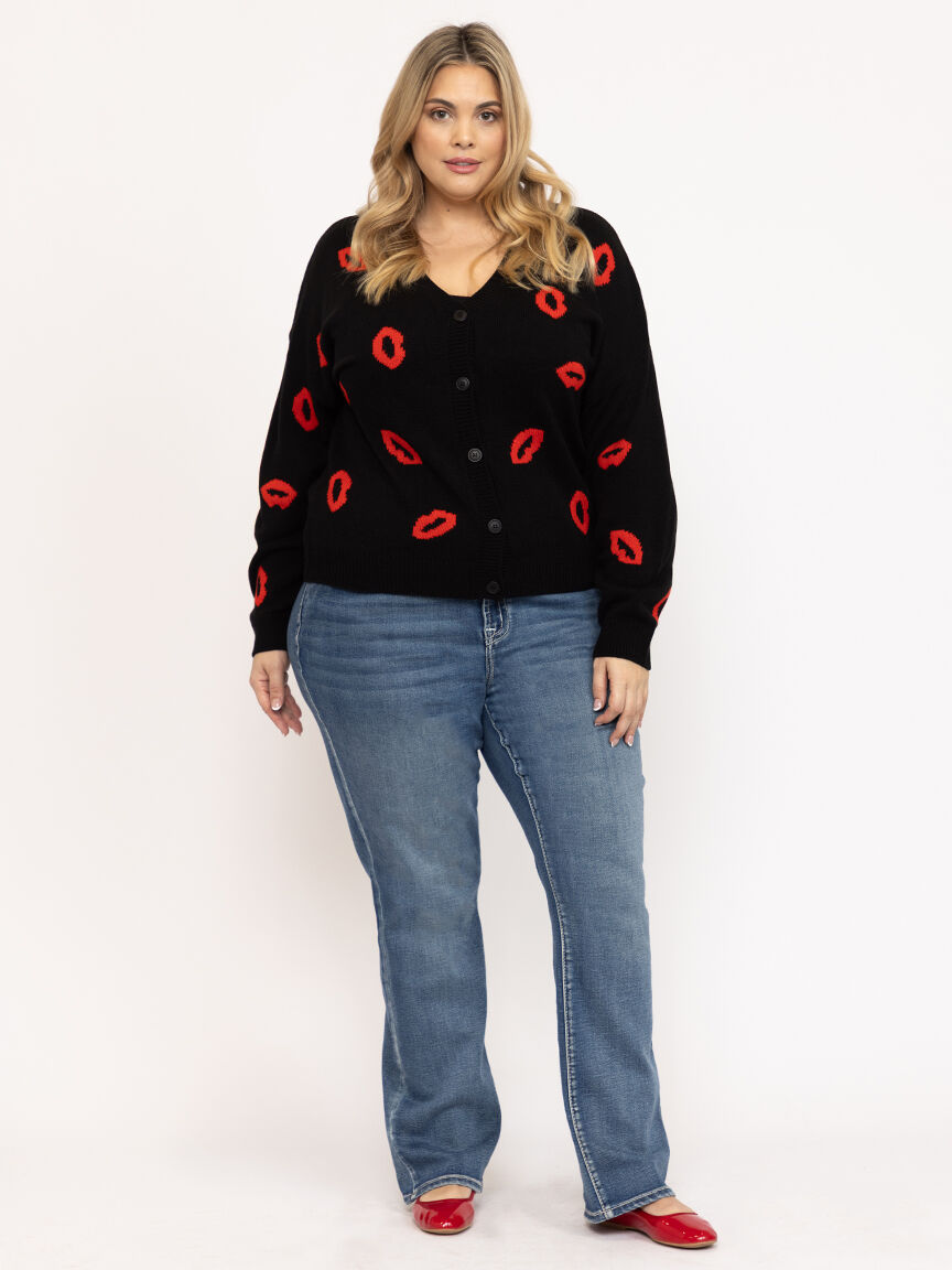 Women's Lip Button Front Cardigan