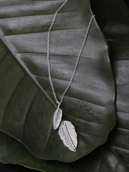 Women's Leaf with Pave Stud Necklace Image 1