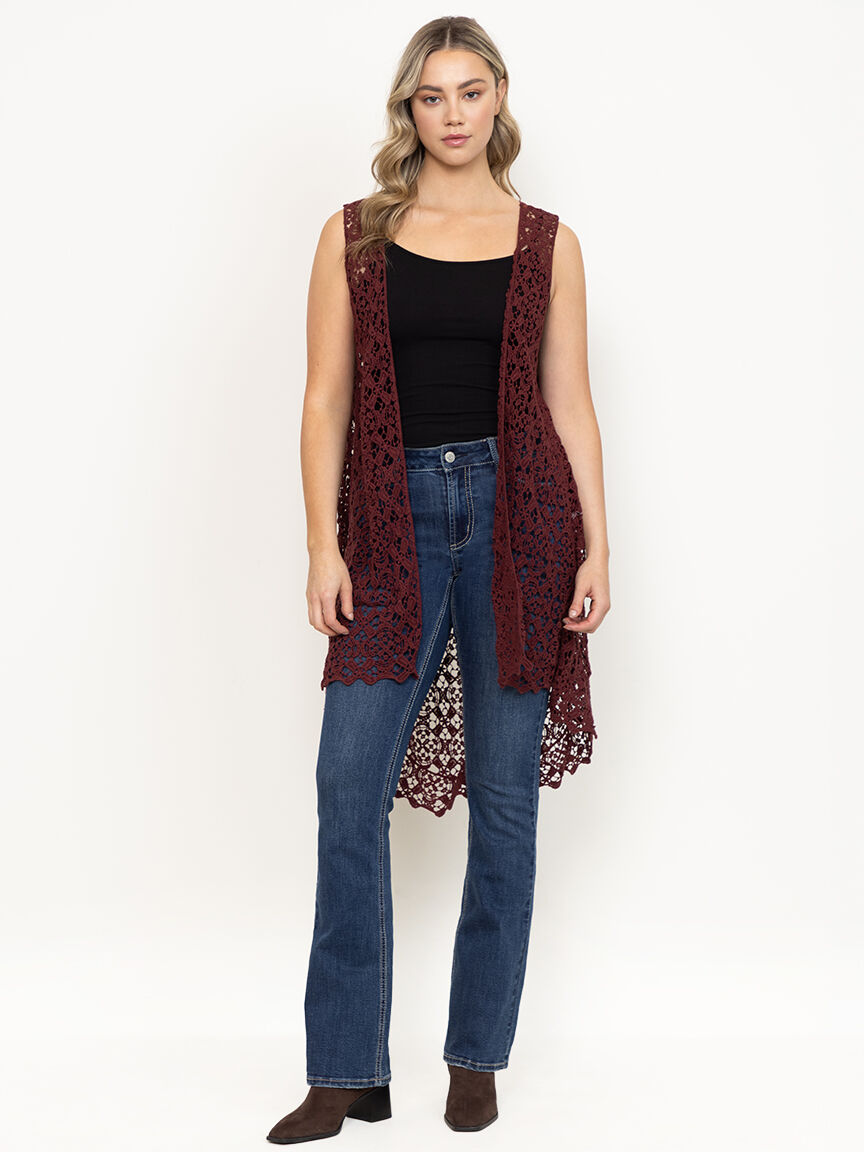 Women's Long Crochet Vest