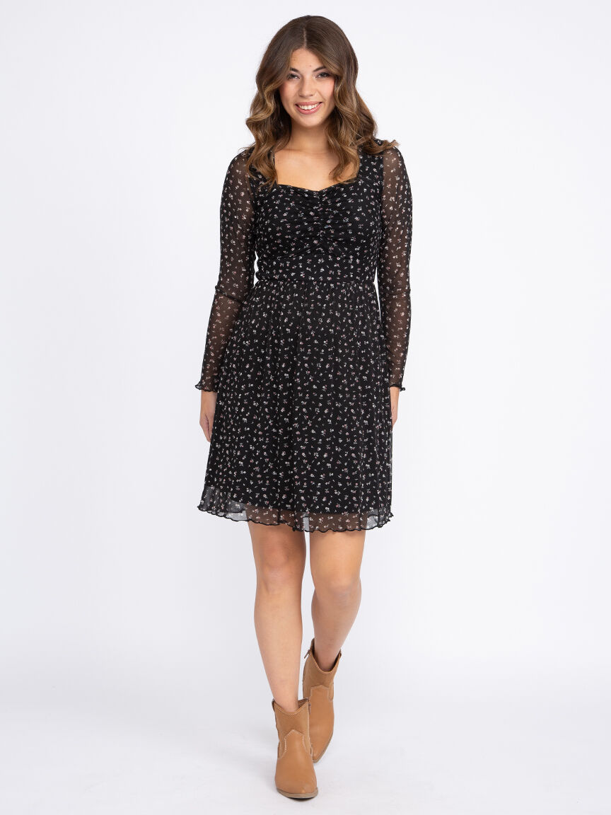 Women's Floral Mesh Babydoll Dress Warehouse One