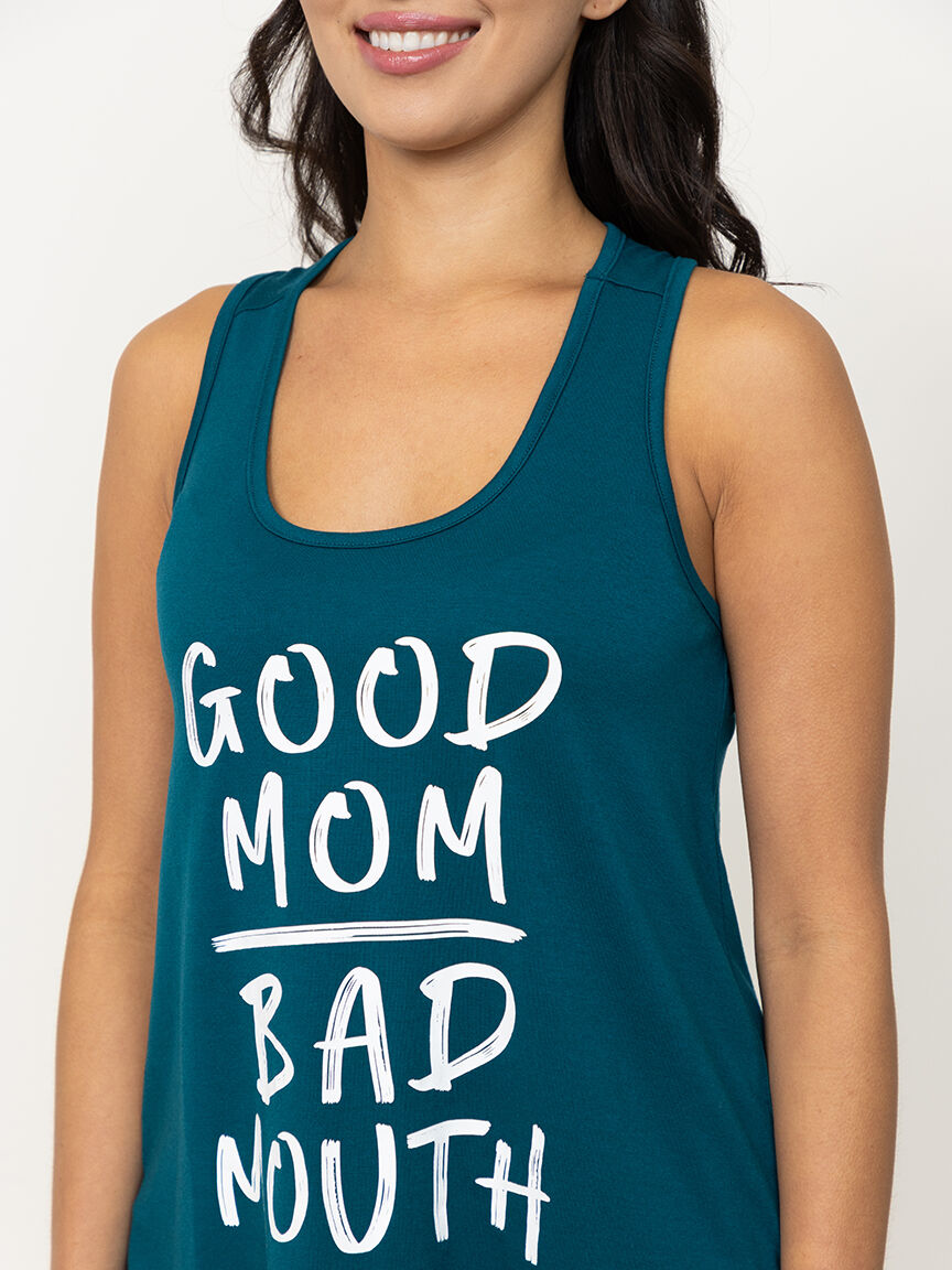 Women's Good Moms Bad Words Racerback Tank