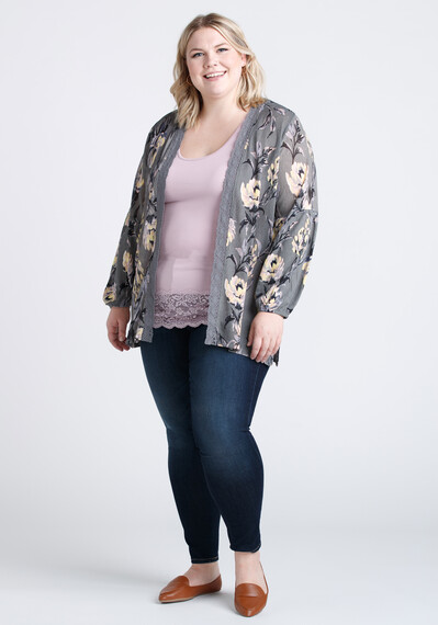 Women's Floral Ribbed Cardigan Image 4
