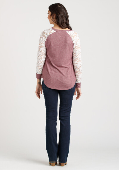 Women's Textured Lace Sleeve Top Image 2