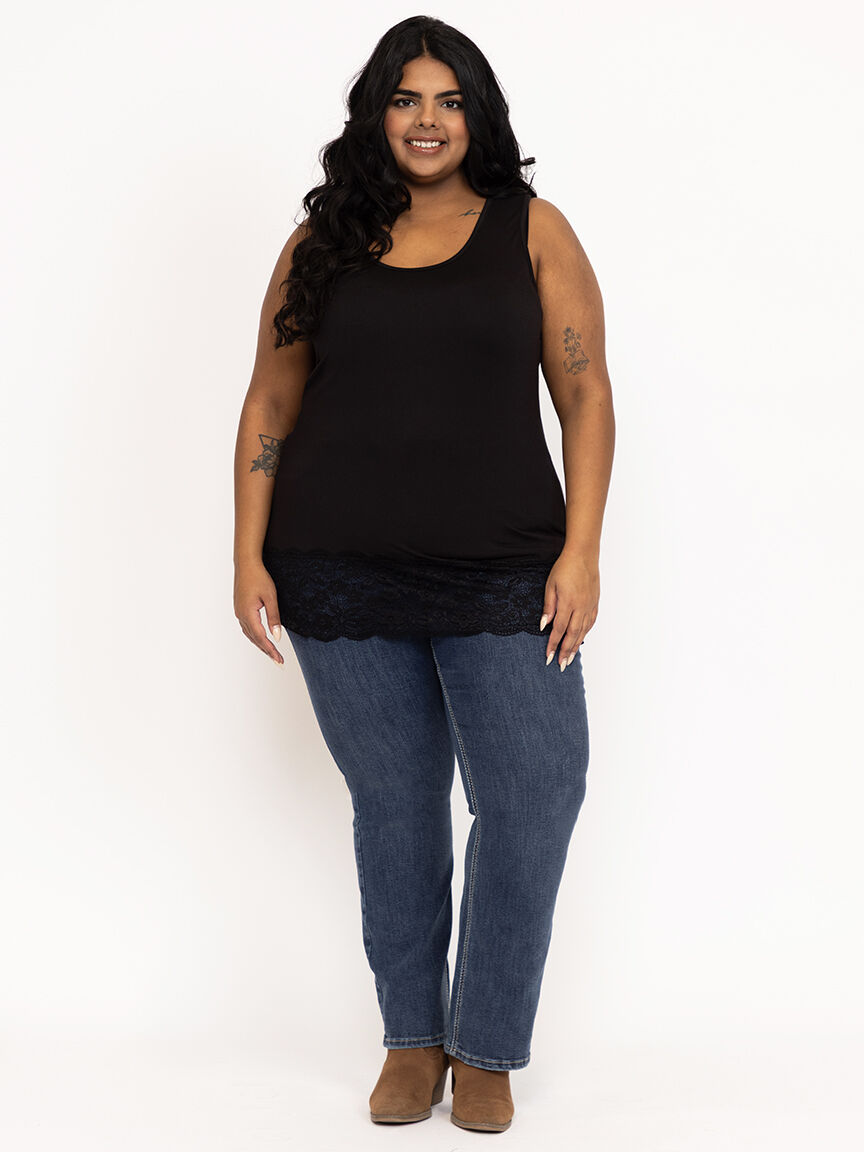 Women's Lace Trim Tunic Tank