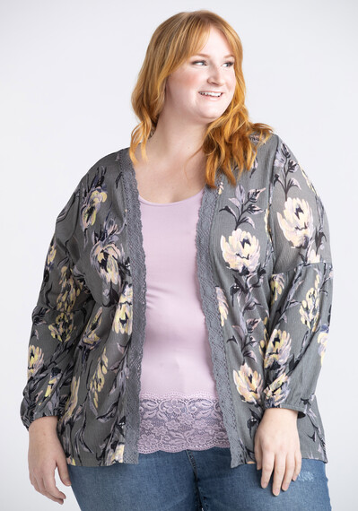 Women's Floral Ribbed Cardigan Image 1