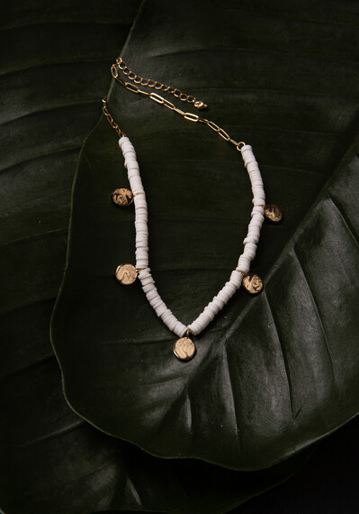 Women's Puka Shell Gold Charm Necklace Women's Puka Shell Gold Charm Necklace Image 3