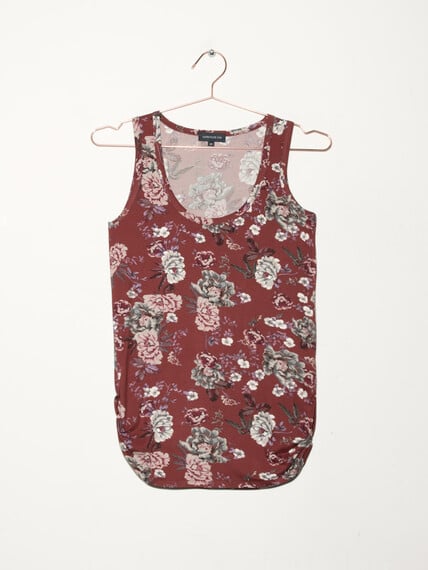 Women's Floral Side Ruched Tank Image 6