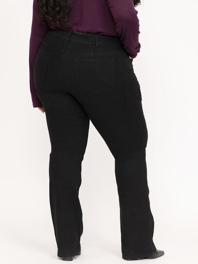 Women's Plus 2 Button Black Baby Boot Jeans Women's Plus 2 Button Black Baby Boot Jeans