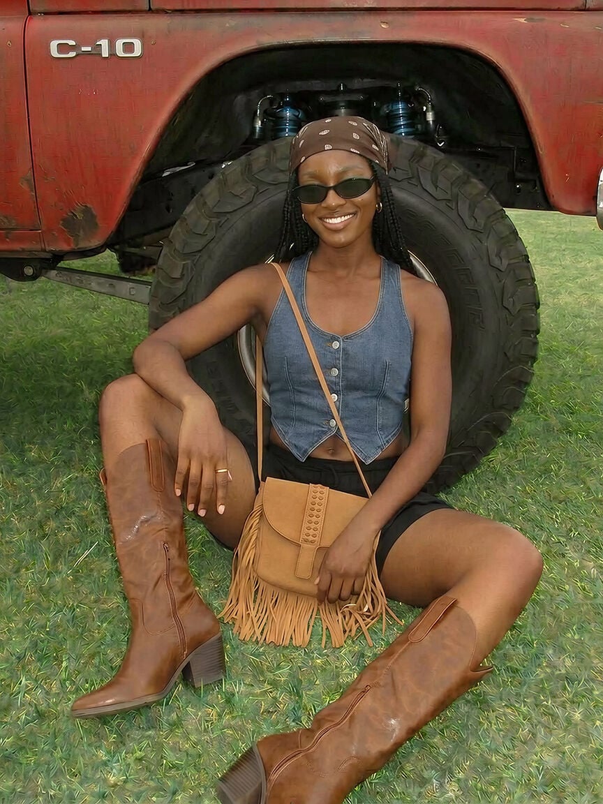 Women's V-neck Cropped Denim Vest