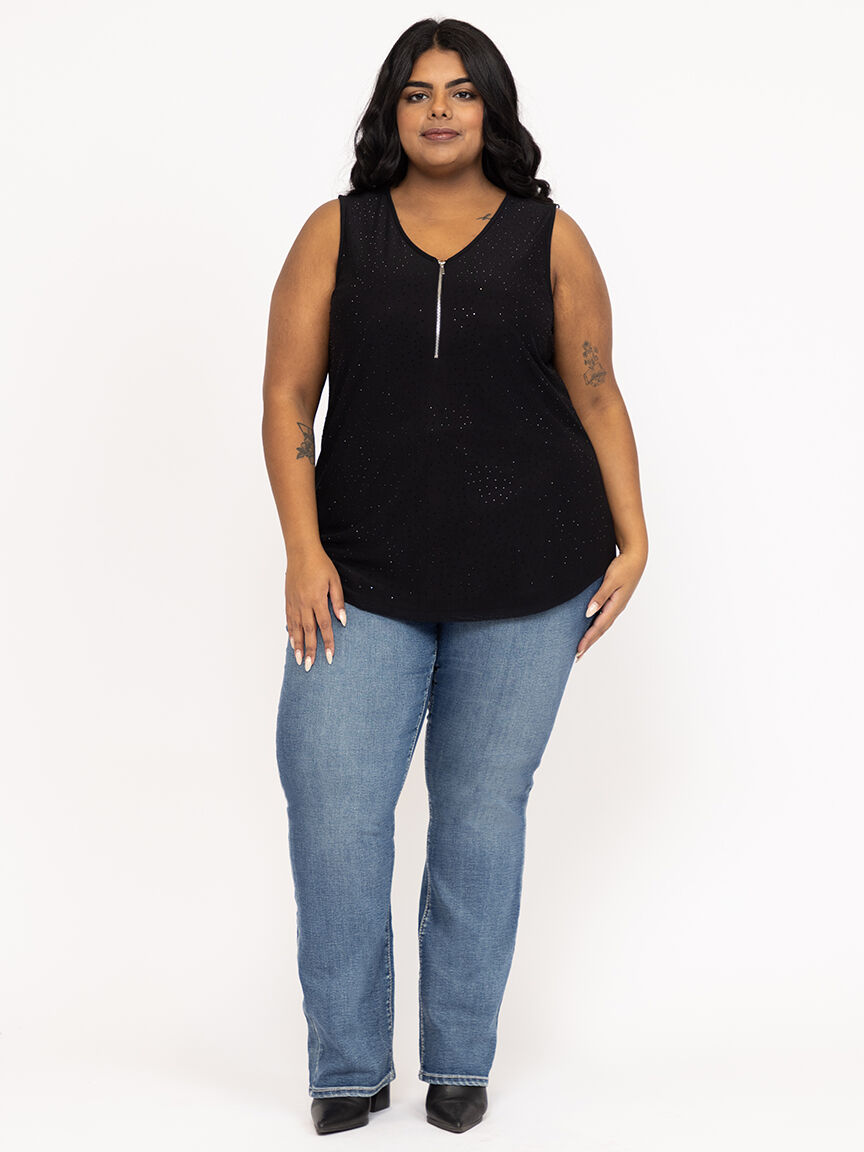 Women's Studded Zip Front  Tank
