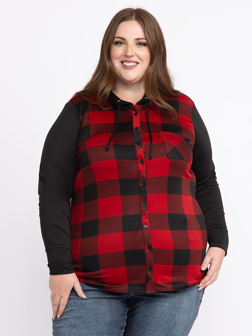 Women's Buffalo Hooded Plaid Shirt Warehouse One