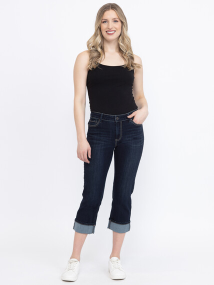 Women's Relaxed Dark Rinse Wash Jean Capri Women's Relaxed Dark Rinse Wash Jean Capri Image 1