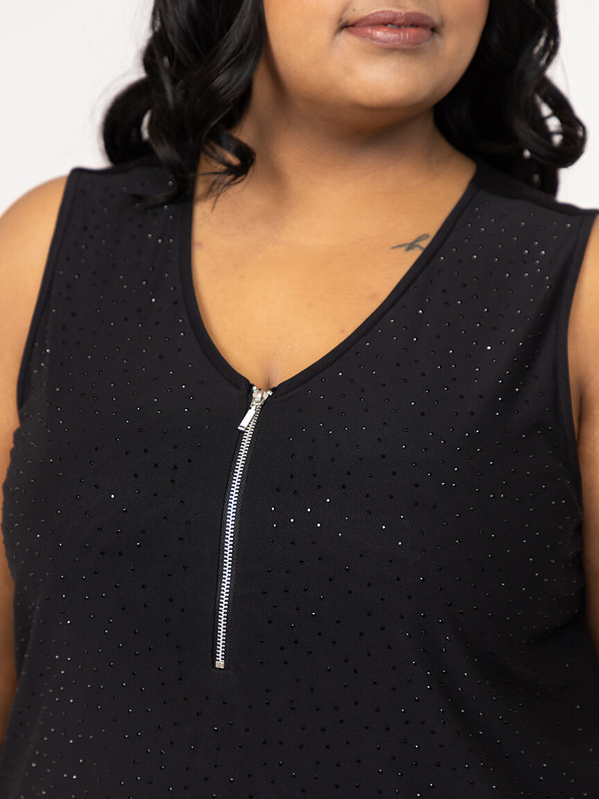 Women's Studded Zip Front  Tank