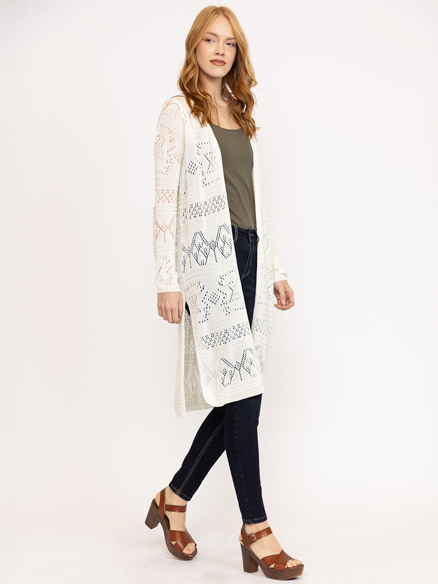 Women's Geometric Pointelle Duster