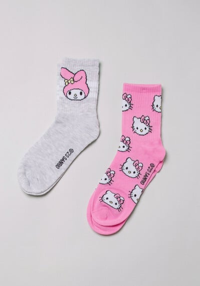 2 Pk Hello Kitty Crew Socks Image 2