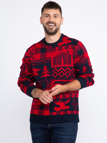 Men's Red Buffalo Sweater Image 1